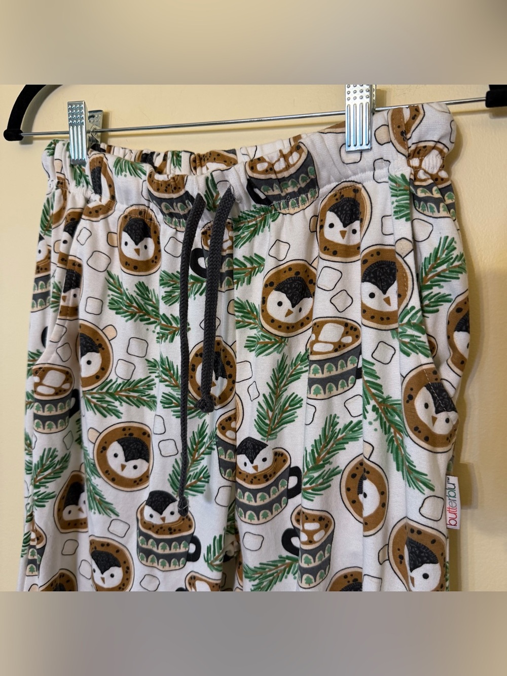 Cocoa La Penguin Pajama Pants Small Pockets Drawstring Butterblu Cotton